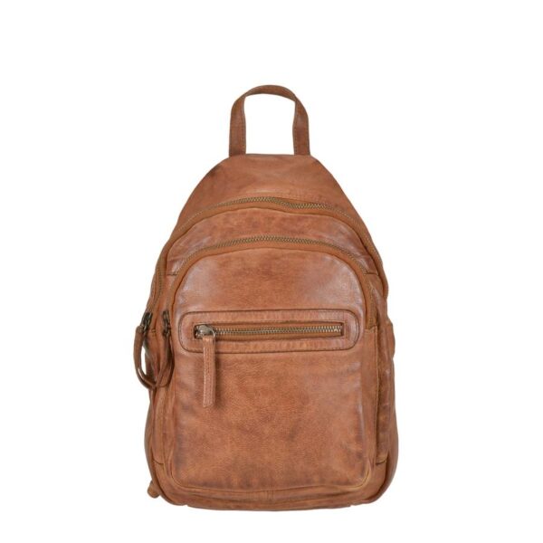 bear design rucksack leder damen klein cognac braun joy