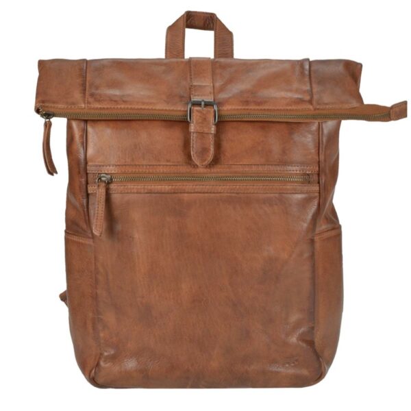 bear design rucksack leder rolltop cognac braun rick