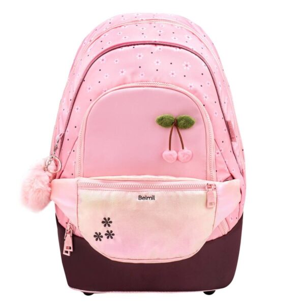 belmil premium schulrucksack mit bauchtasche cherry blossom