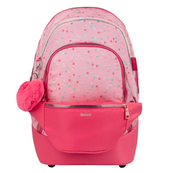 belmil premium schulrucksack mit bauchtasche rose quartz