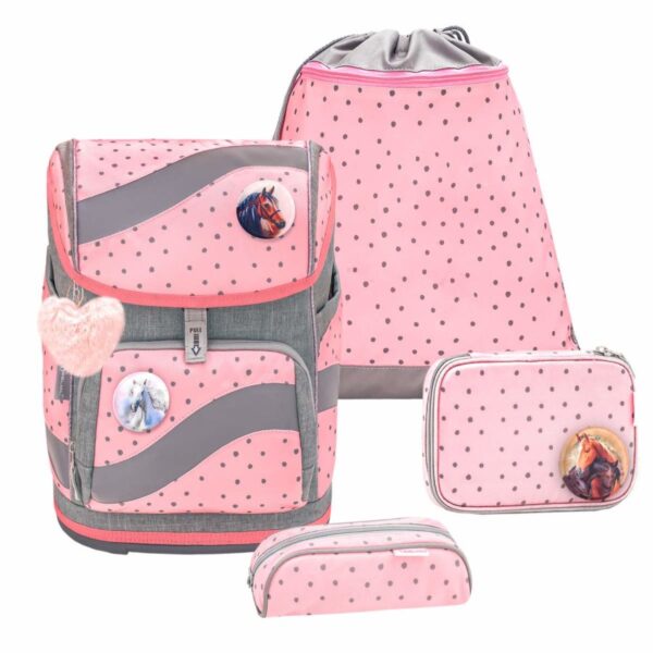 belmil schulranzen set smarty 2023 pink dots 2 fuer maedchen ab 1 klasse