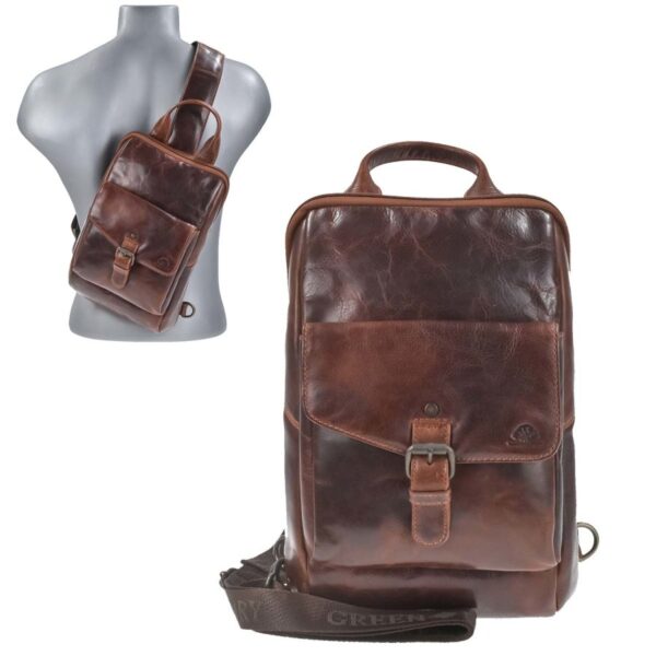 crossbody bag leder 21x32cm rugged teak brown