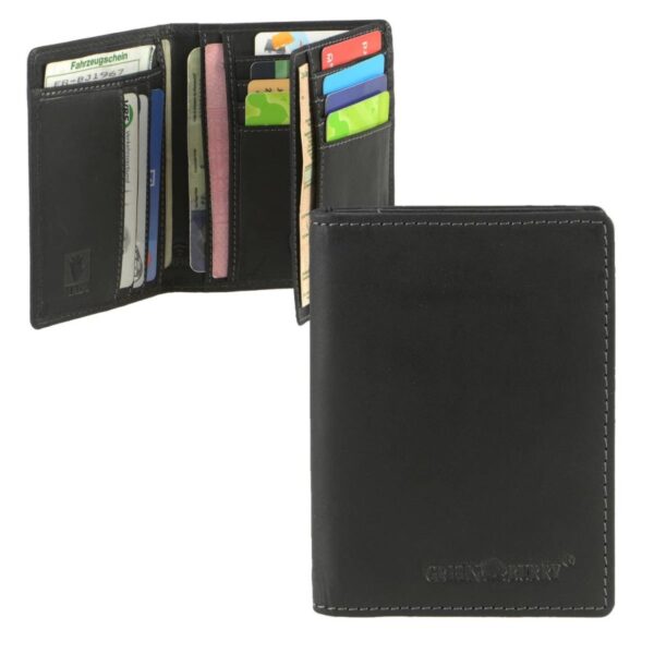 greenburry vintage black leder rfid ausweisetui