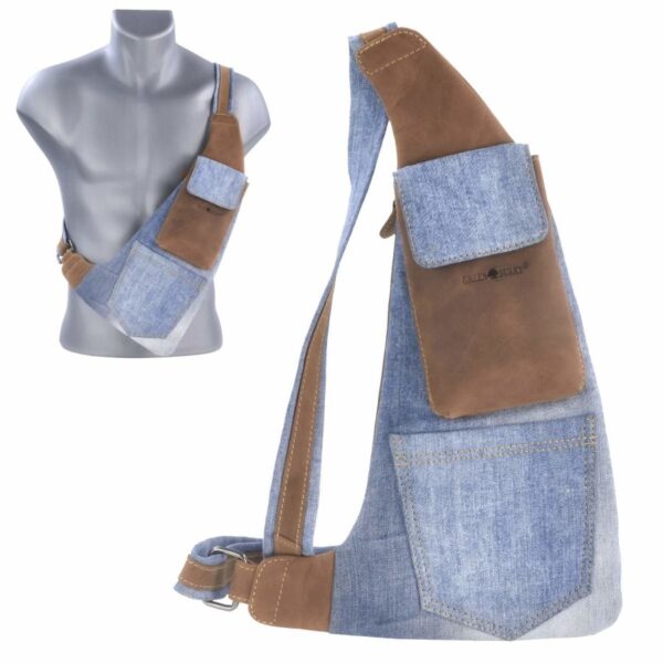 greenburry vintage jeans crossbag 26x42cm mit lederparts