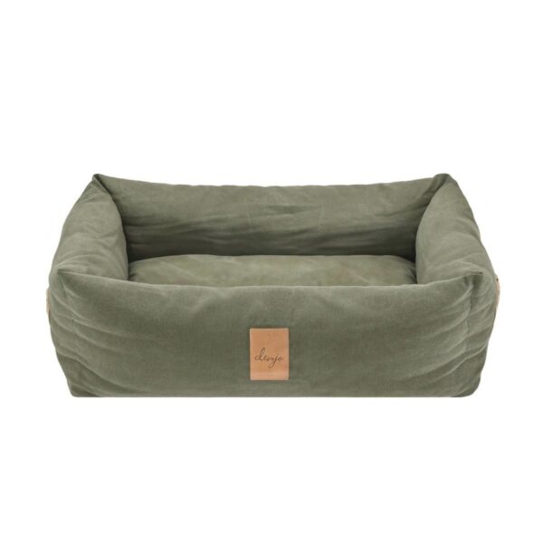 hundebett canvas l 85x70cm classic nest desert green mit lederdetails