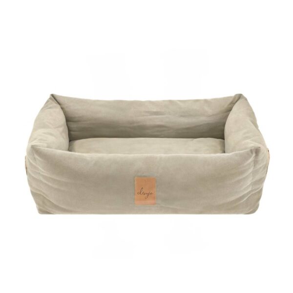 hundebett canvas l 85x70cm classic nest sand beige mit lederdetails