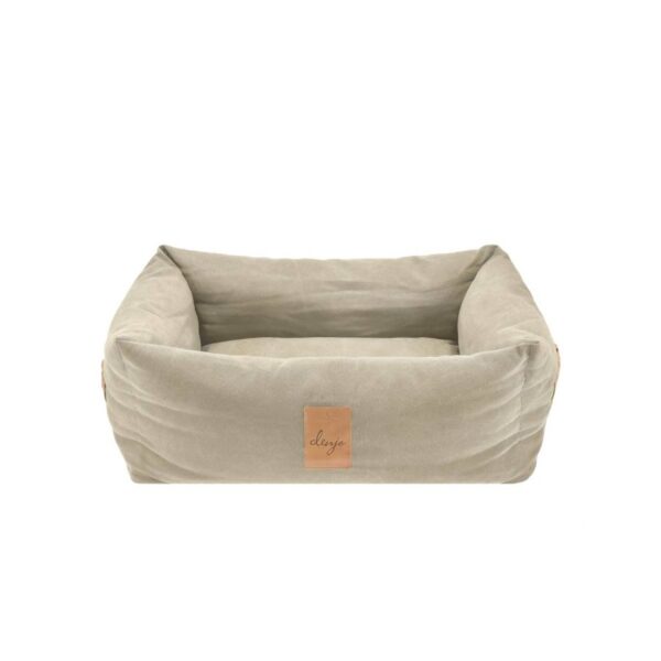 hundebett canvas m 70x60cm classic nest sand beige mit lederdetails