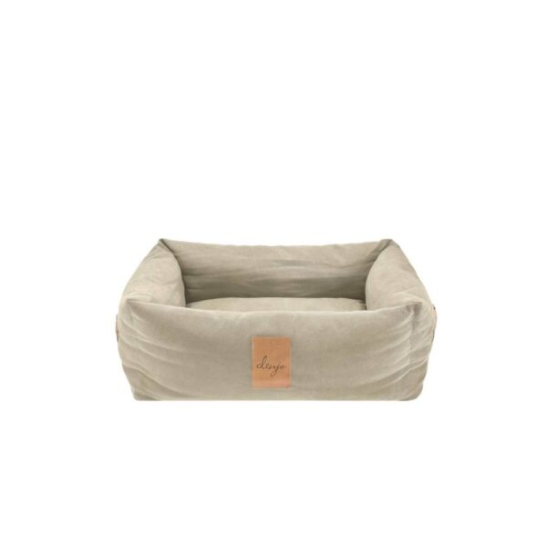 hundebett canvas s 60x45cm classic nest desert green mit lederdetails 1