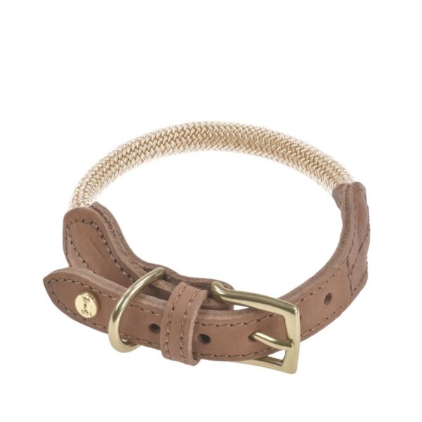 hundehalsband tau mit leder m 33 38cm torekov golden sand