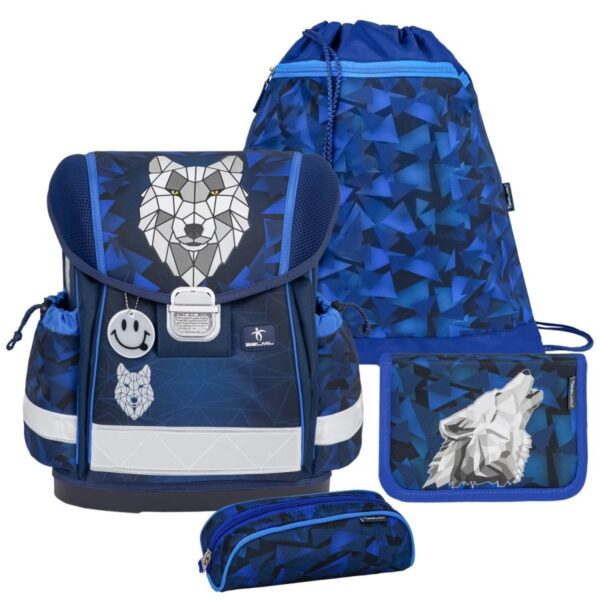 schulranzen set classy 4tlg wolf mosaic grey fuer jungen belmil