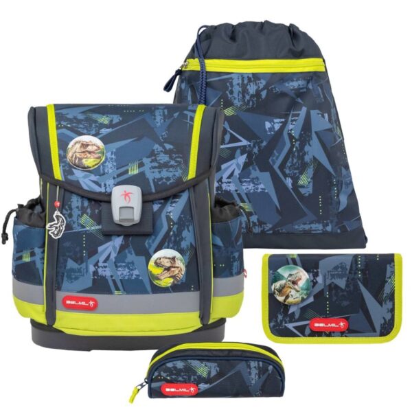 schulranzen set classy plus 4tlg t rex lime fuer jungen belmil