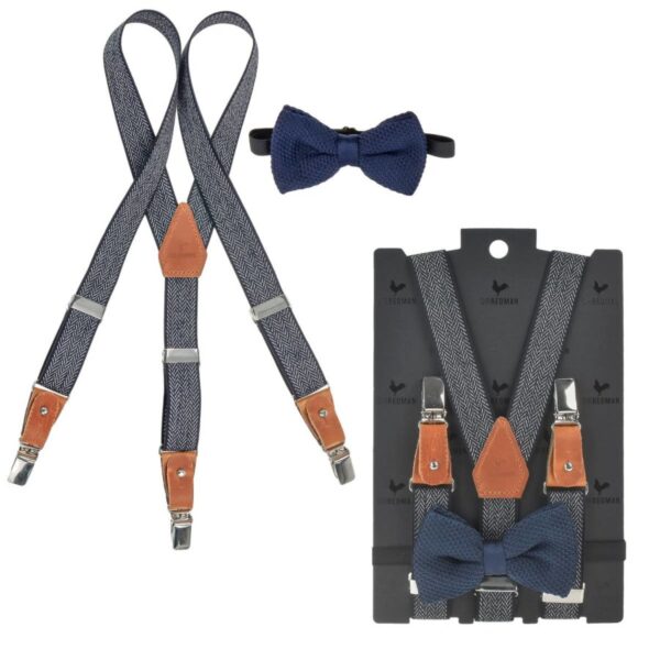 sir redman hosentraeger kinder set mit fliege jungen kids herringbone blue