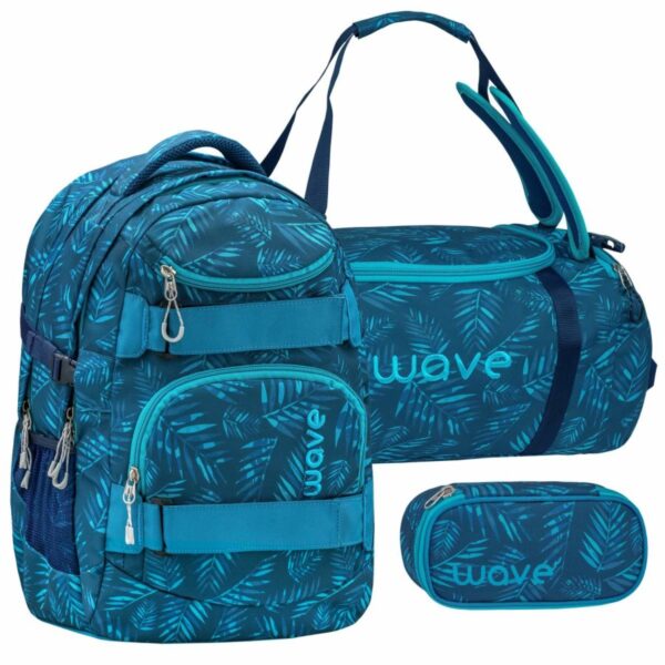 wave schulrucksack set jungle vibe 3teilig mit sporttasche und schlamper