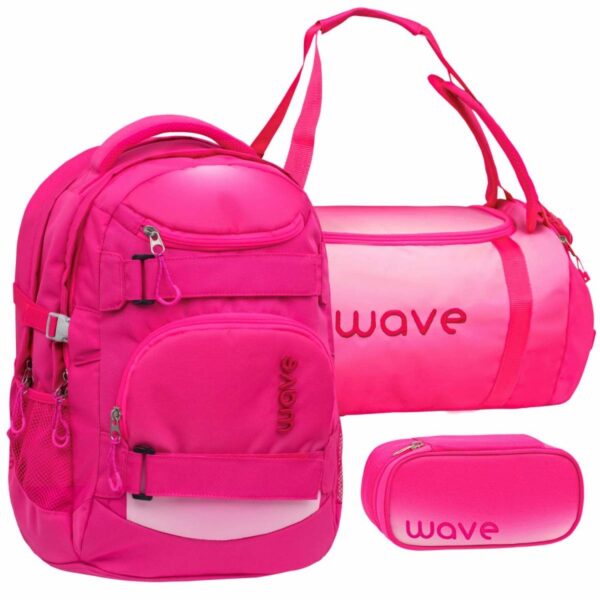 wave schulrucksack set ombre light pink 3teilig mit sporttasche und schlamper