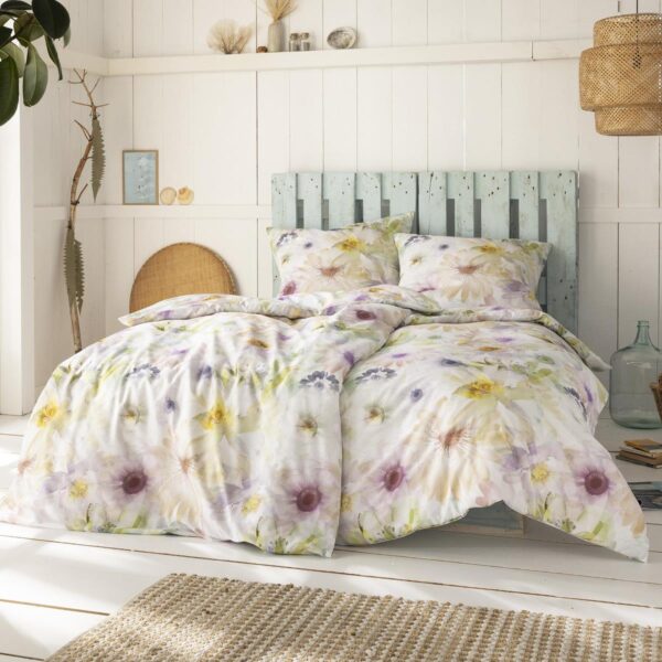 Estella Mako Satin Bettwäsche Zoey 4808-985 Blumen Pastell 135x200