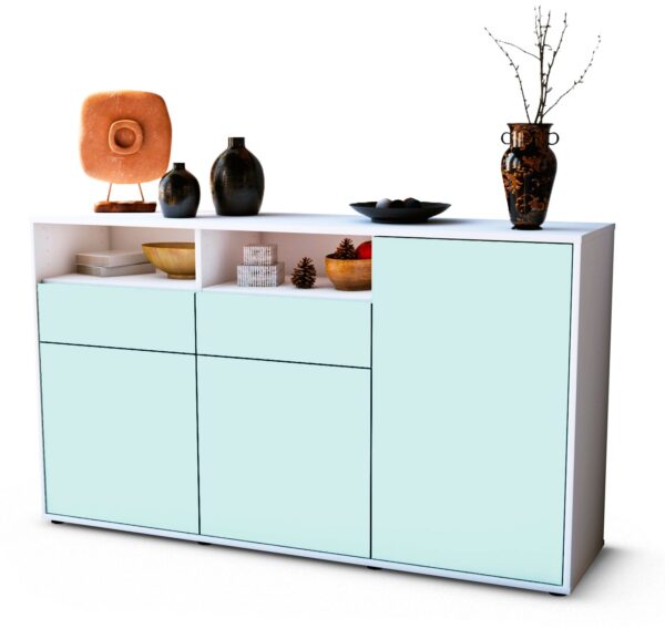 Sideboard Editta | Korpus Weiß | Front in Mint | 136x79x35cm (BxHxT)