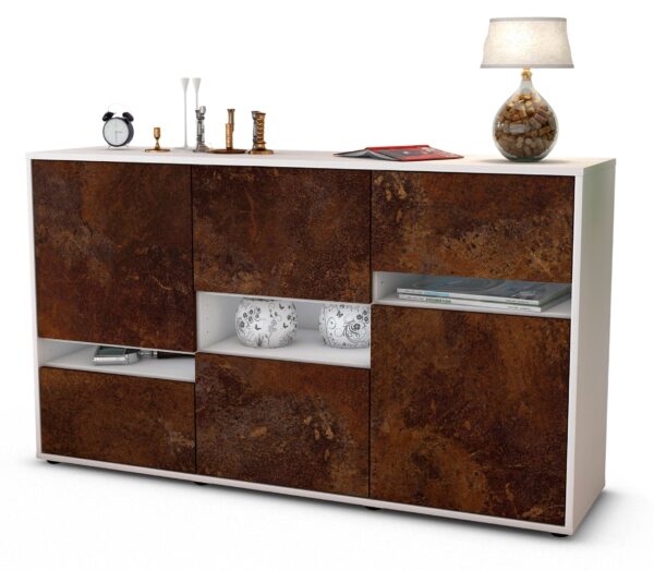 Sideboard Egizia | Korpus Weiß | Front in Rost Optik | 136x79x35cm (BxHxT)