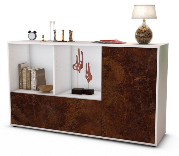 Sideboard Ela | Korpus Weiß | Front in Rost Optik | 136x79x35cm (BxHxT)