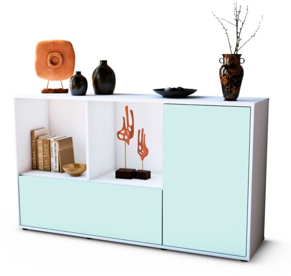 Sideboard Ela | Korpus Weiß | Front in Mint | 136x79x35cm (BxHxT)