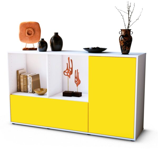 Sideboard Ela | Korpus Weiß | Front in Gelb | 136x79x35cm (BxHxT)