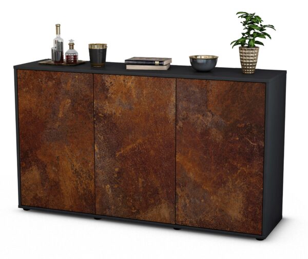 Sideboard Delia | Korpus Anthrazit | Front in Rost Optik | 136x79x35cm (BxHxT)