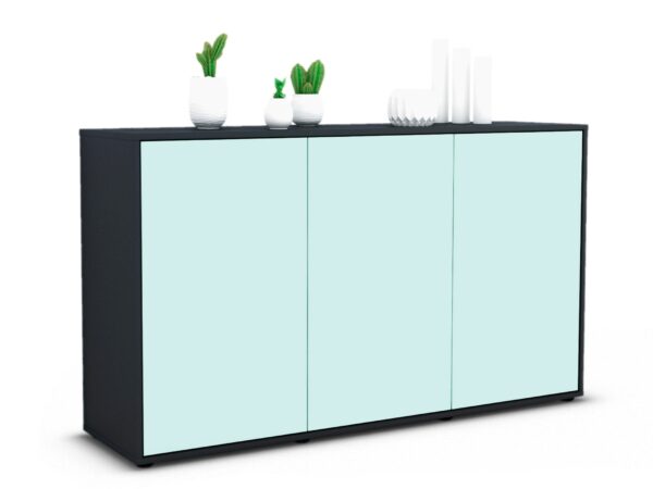 Sideboard Delia | Korpus Anthrazit | Front in Mint | 136x79x35cm (BxHxT)