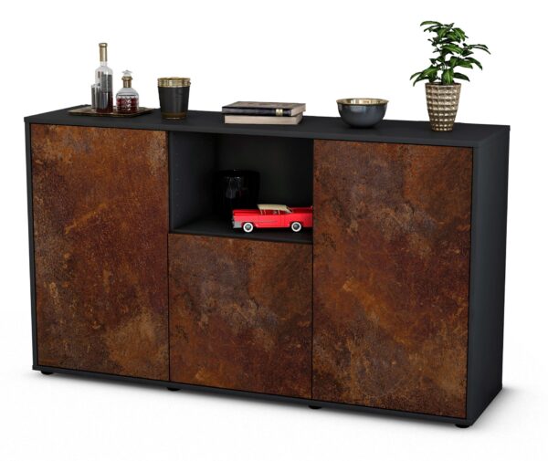 Sideboard Demetria | Korpus Anthrazit | Front in Rost Optik | 136x79x35cm (BxHxT)