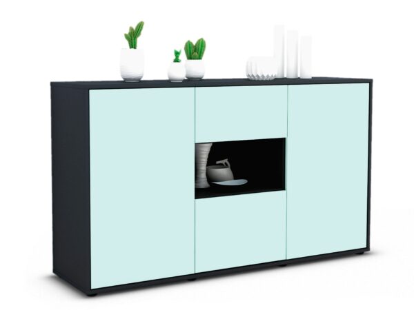 Sideboard Denise | Korpus Anthrazit | Front in Mint | 136x79x35cm (BxHxT)