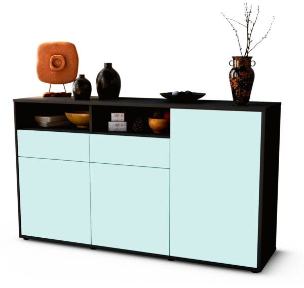 Sideboard Editta | Korpus Anthrazit | Front in Mint | 136x79x35cm (BxHxT)