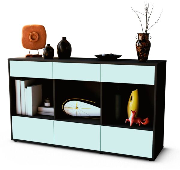 Sideboard Efisia | Korpus Anthrazit | Front in Mint | 136x79x35cm (BxHxT)