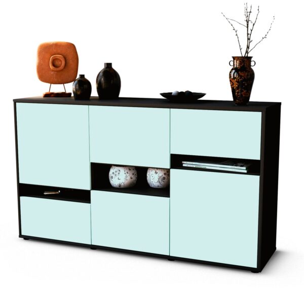 Sideboard Egizia | Korpus Anthrazit | Front in Mint | 136x79x35cm (BxHxT)