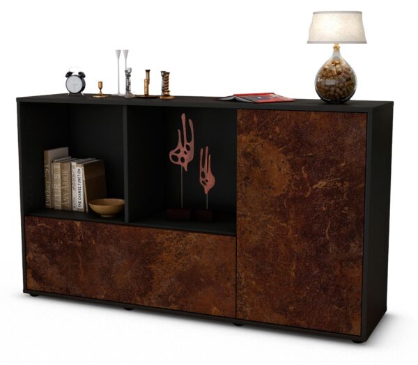 Sideboard Ela | Korpus Anthrazit | Front in Rost Optik | 136x79x35cm (BxHxT)