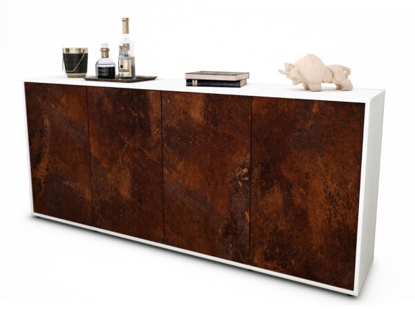 Sideboard Elana | Korpus Weiß | Front in Rost Optik | 180x79x35cm (BxHxT)