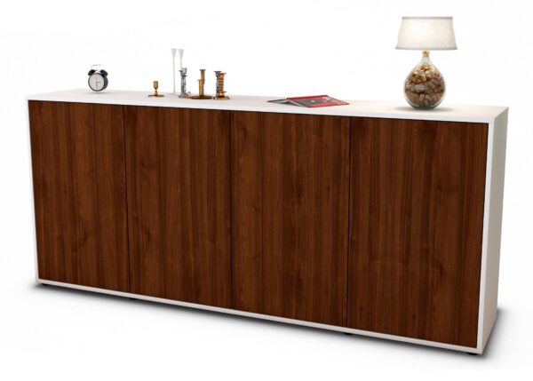 Sideboard Elana | Korpus Weiß | Front in Walnuss Holz Optik | 180x79x35cm (BxHxT)