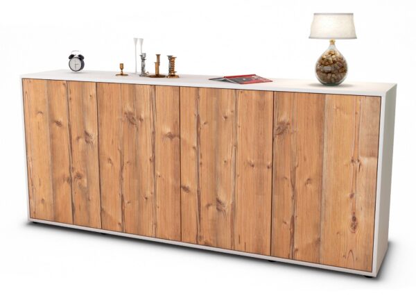 Sideboard Elana | Korpus Weiß | Front in Pinie Holz Optik | 180x79x35cm (BxHxT)