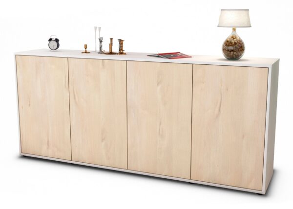 Sideboard Elana | Korpus Weiß | Front in Zeder Holz Optik | 180x79x35cm (BxHxT)