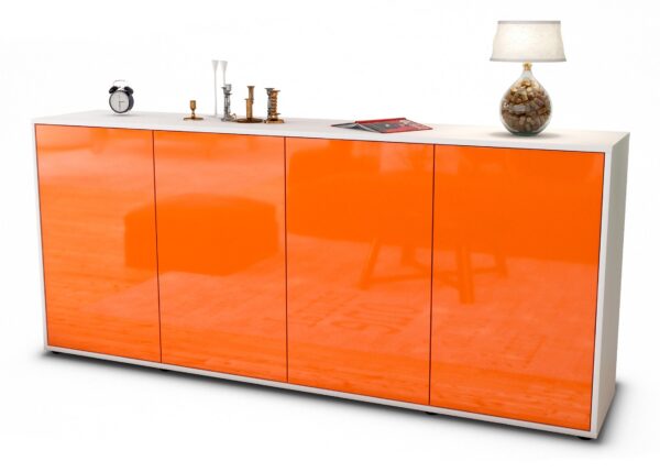 Sideboard Elana | Korpus Weiß | Front in Hochglanz Orange | 180x79x35cm (BxHxT)