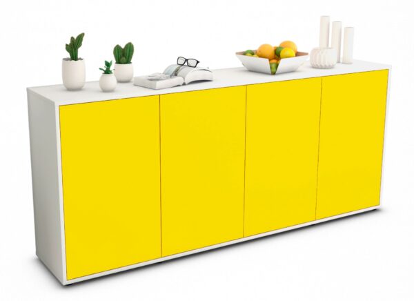 Sideboard Elana | Korpus Weiß | Front in Gelb | 180x79x35cm (BxHxT)