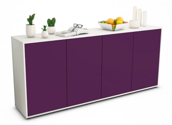 Sideboard Elana | Korpus Weiß | Front in Lila | 180x79x35cm (BxHxT)