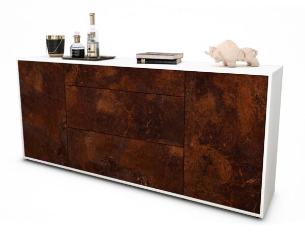 Sideboard Eleonora | Korpus Weiß | Front in Rost Optik | 180x79x35cm (BxHxT)