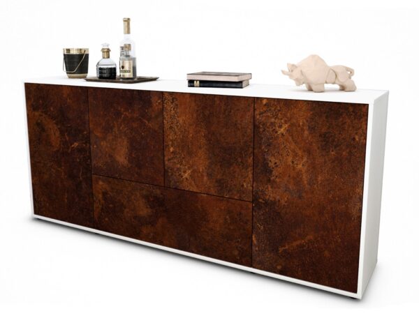 Sideboard Eli | Korpus Weiß | Front in Rost Optik | 180x79x35cm (BxHxT)