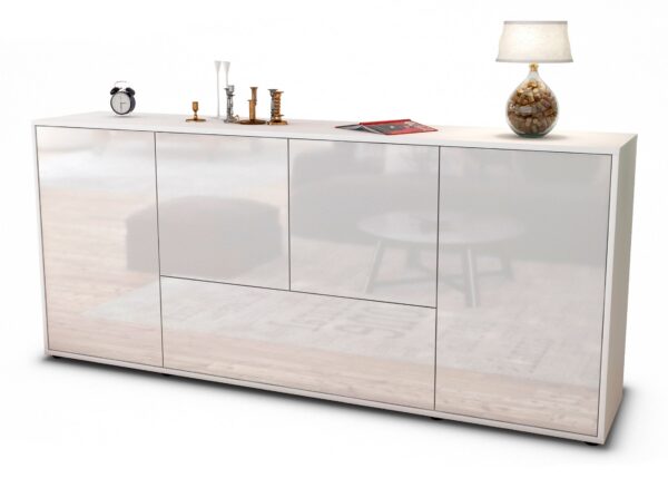 Sideboard Eli | Korpus Weiß | Front in Hochglanz Weiß | 180x79x35cm (BxHxT)