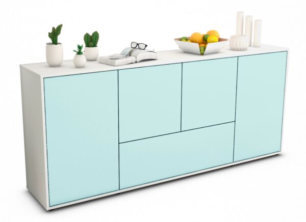 Sideboard Eli | Korpus Weiß | Front in Mint | 180x79x35cm (BxHxT)