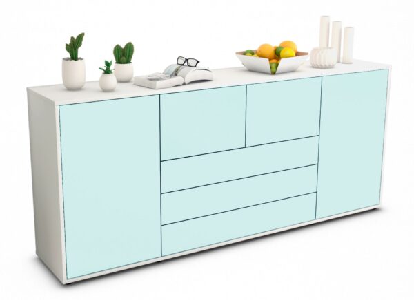 Sideboard Eliana | Korpus Weiß | Front in Mint | 180x79x35cm (BxHxT)