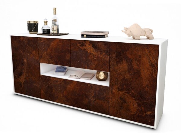 Sideboard Elisabetta | Korpus Weiß | Front in Rost Optik | 180x79x35cm (BxHxT)