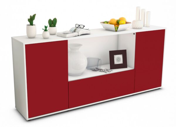 Sideboard Ella | Korpus Weiß | Front in Bordeaux | 180x79x35cm (BxHxT)