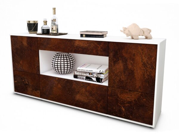 Sideboard Elodie | Korpus Weiß | Front in Rost Optik | 180x79x35cm (BxHxT)