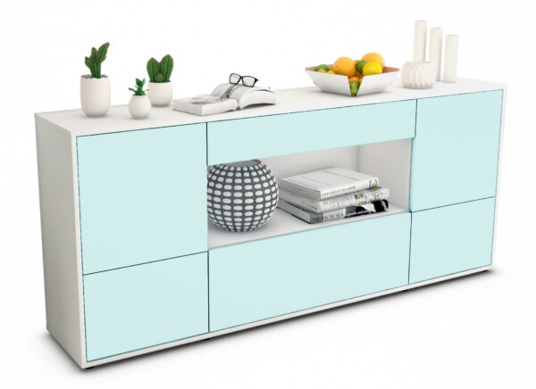 Sideboard Elodie | Korpus Weiß | Front in Mint | 180x79x35cm (BxHxT)