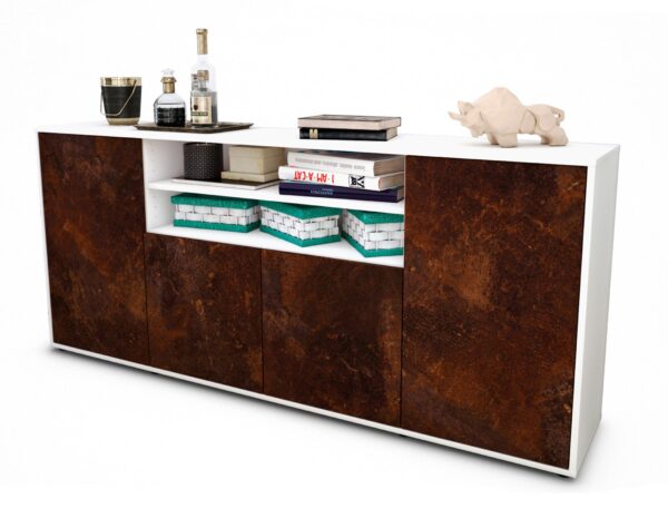 Sideboard Elsita | Korpus Weiß | Front in Rost Optik | 180x79x35cm (BxHxT)