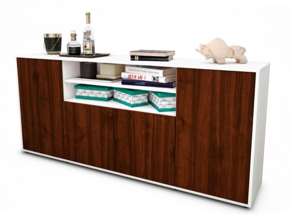 Sideboard Elsita | Korpus Weiß | Front in Walnuss Holz Optik | 180x79x35cm (BxHxT)